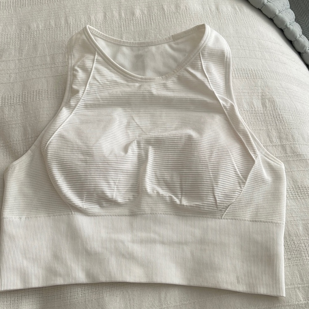lululemon white cropped workout bra / top
